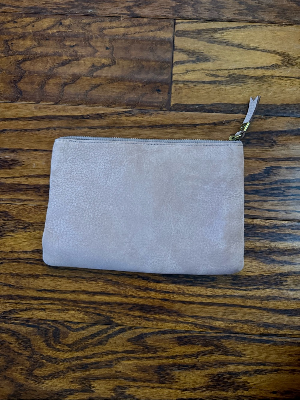 Madewell Women's Pink Mauve Suede Leather Zip Pouch / Clutch with Card inserts